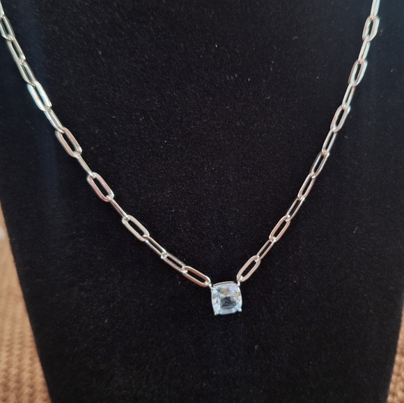 QVC Affinity Gems 🦋Blue Topaz Paperclip Necklace Sterling Silver 18" w/extender - Picture 10 of 12